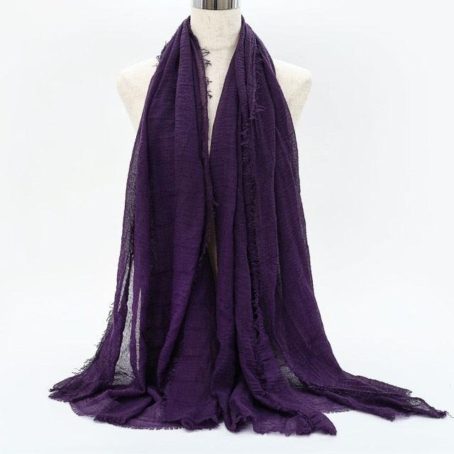 Lightweight Solid Scarf - Premium Cotton Linen Wrap for Women
