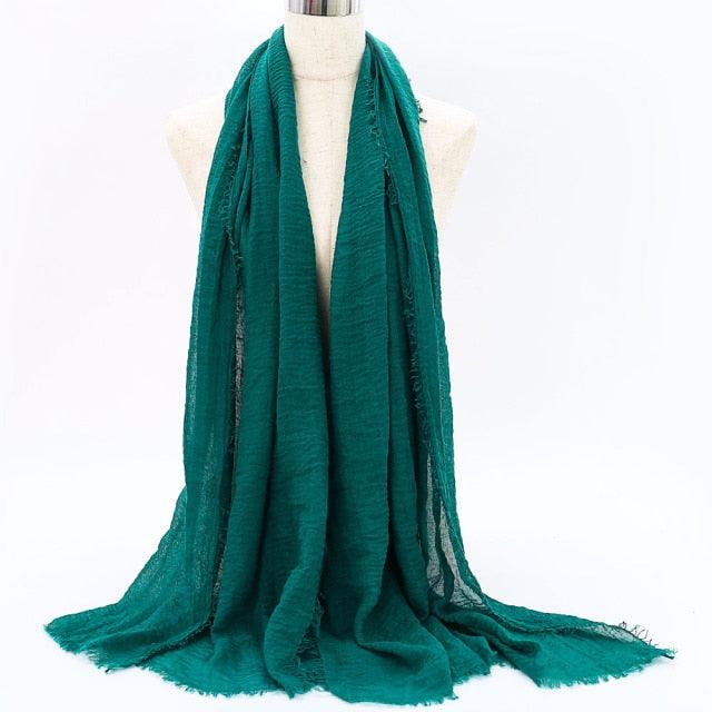Lightweight Solid Scarf - Premium Cotton Linen Wrap for Women