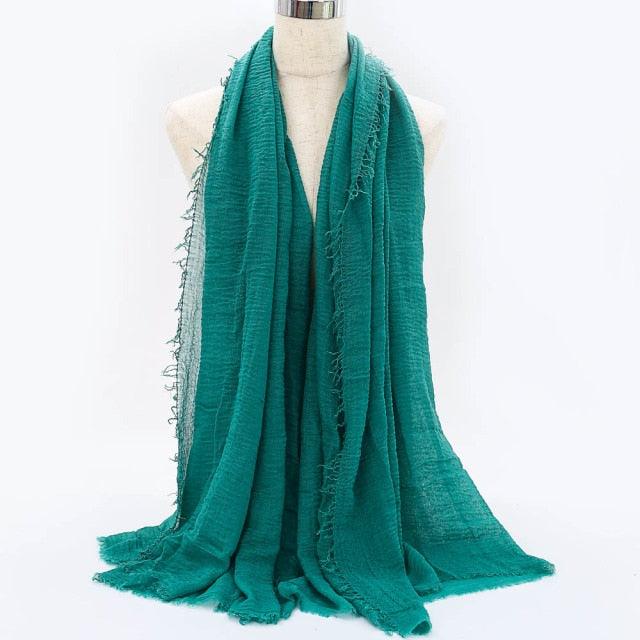 Lightweight Solid Scarf - Premium Cotton Linen Wrap for Women