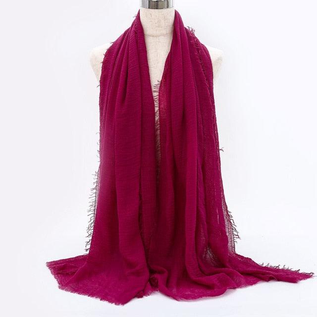 Lightweight Solid Scarf - Premium Cotton Linen Wrap for Women