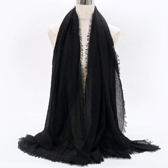 Lightweight Solid Scarf - Premium Cotton Linen Wrap for Women