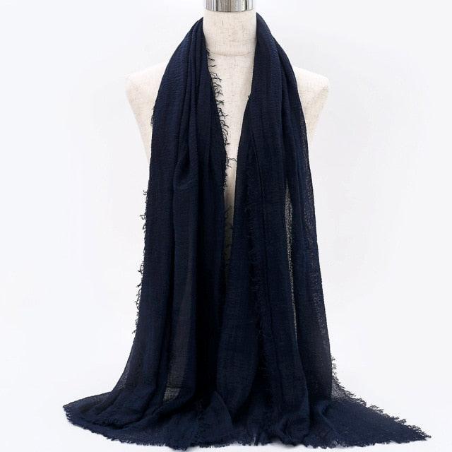 Lightweight Solid Scarf - Premium Cotton Linen Wrap for Women