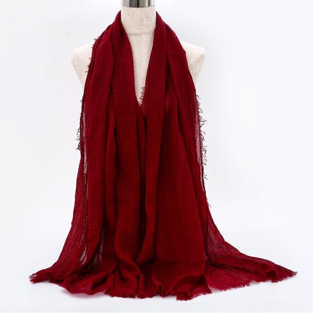 Lightweight Solid Scarf - Premium Cotton Linen Wrap for Women