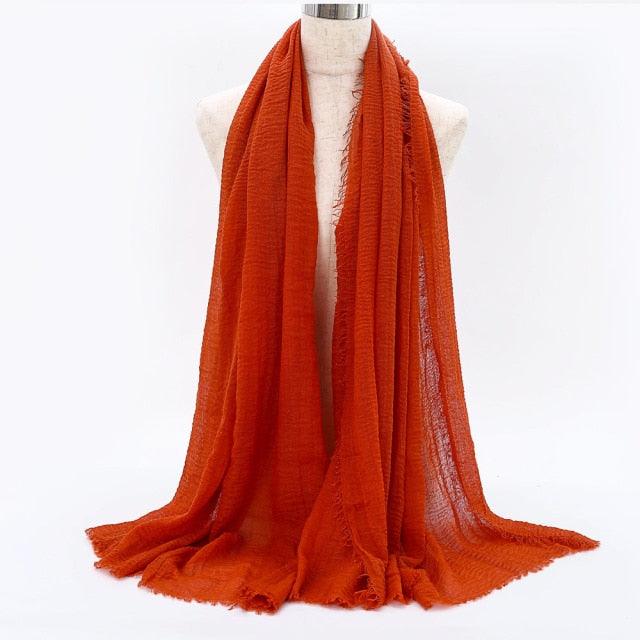 Lightweight Solid Scarf - Premium Cotton Linen Wrap for Women
