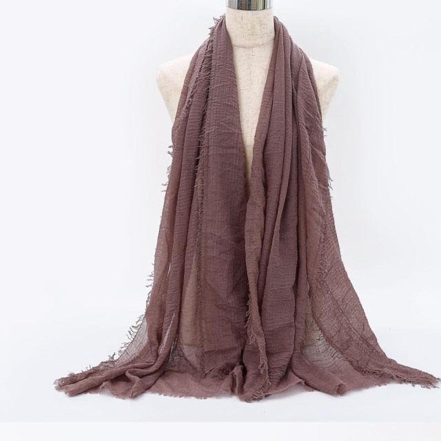 Lightweight Solid Scarf - Premium Cotton Linen Wrap for Women