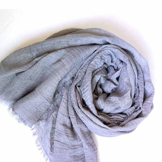 Lightweight Solid Scarf - Premium Cotton Linen Wrap for Women