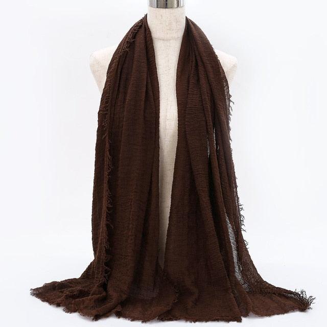 Lightweight Solid Scarf - Premium Cotton Linen Wrap for Women