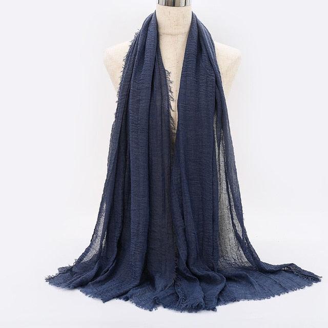 Lightweight Solid Scarf - Premium Cotton Linen Wrap for Women