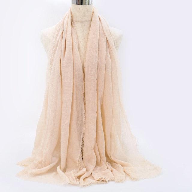 Lightweight Solid Scarf - Premium Cotton Linen Wrap for Women