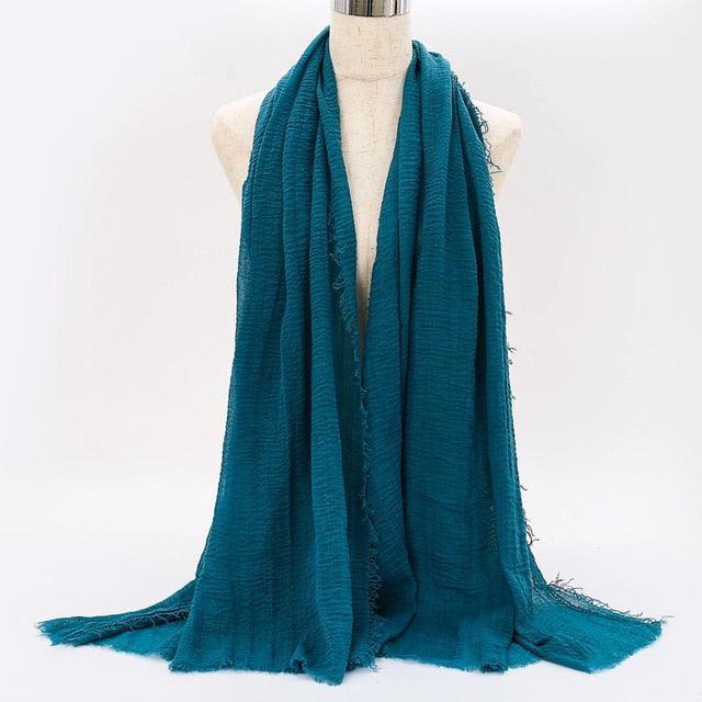 Lightweight Solid Scarf - Premium Cotton Linen Wrap for Women