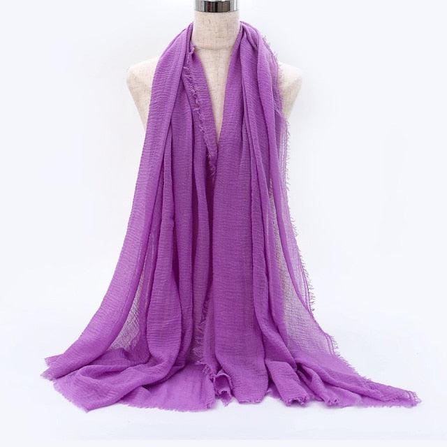 Lightweight Solid Scarf - Premium Cotton Linen Wrap for Women