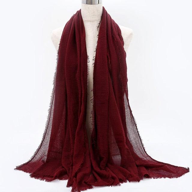Lightweight Solid Scarf - Premium Cotton Linen Wrap for Women