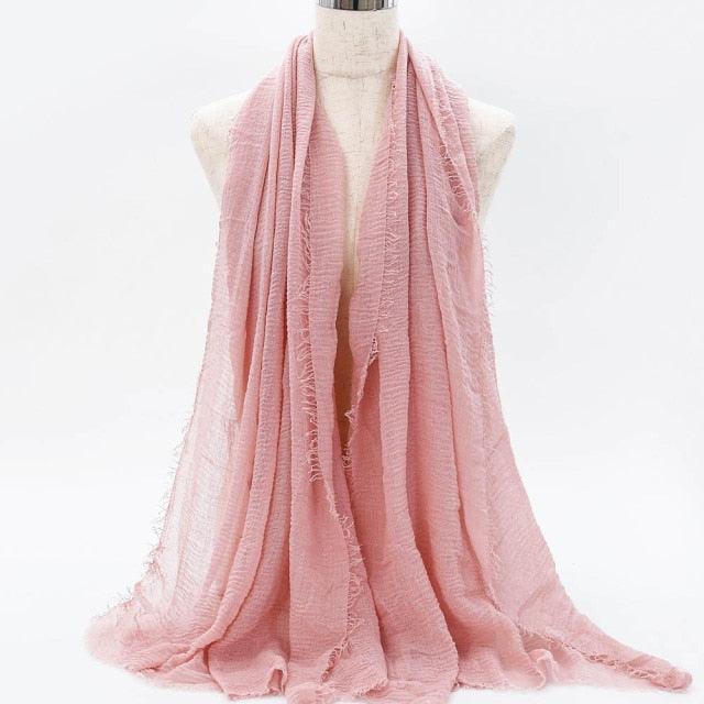 Lightweight Solid Scarf - Premium Cotton Linen Wrap for Women