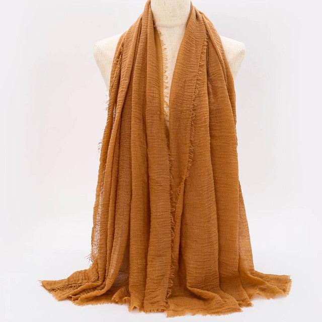 Lightweight Solid Scarf - Premium Cotton Linen Wrap for Women