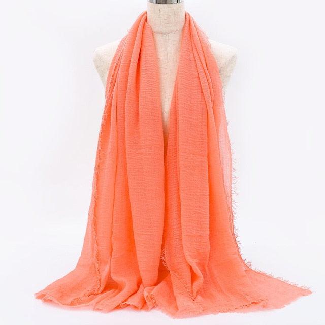 Lightweight Solid Scarf - Premium Cotton Linen Wrap for Women