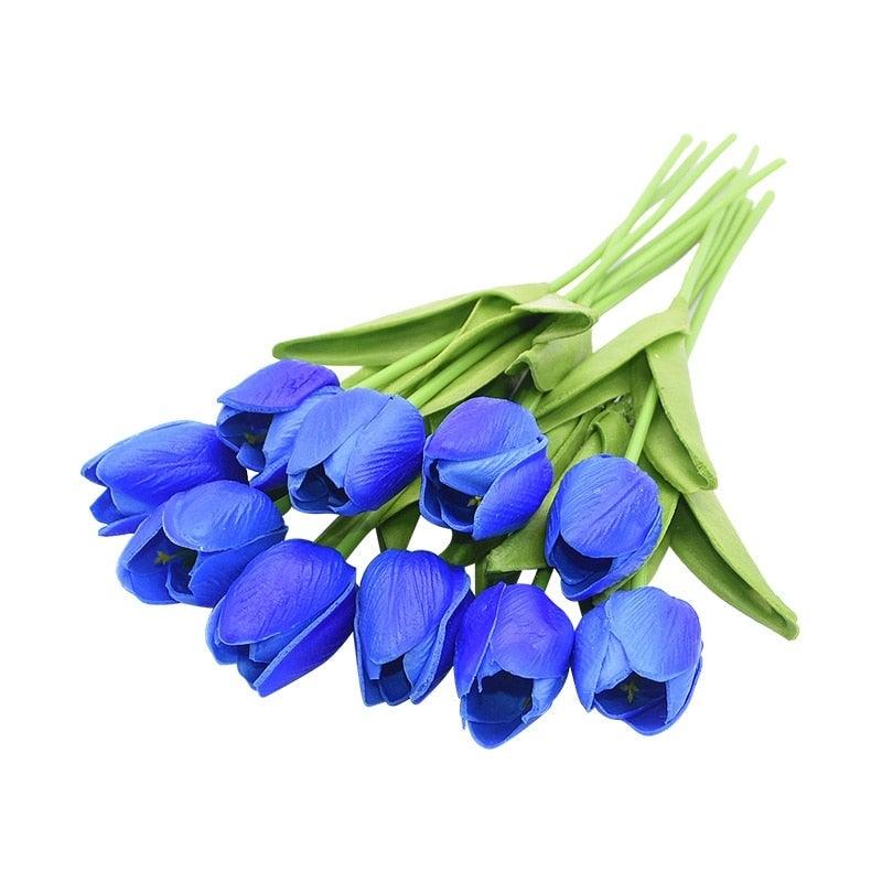 10PCS Real Touch PU Fake Tulips - Elegant Flower Bouquet