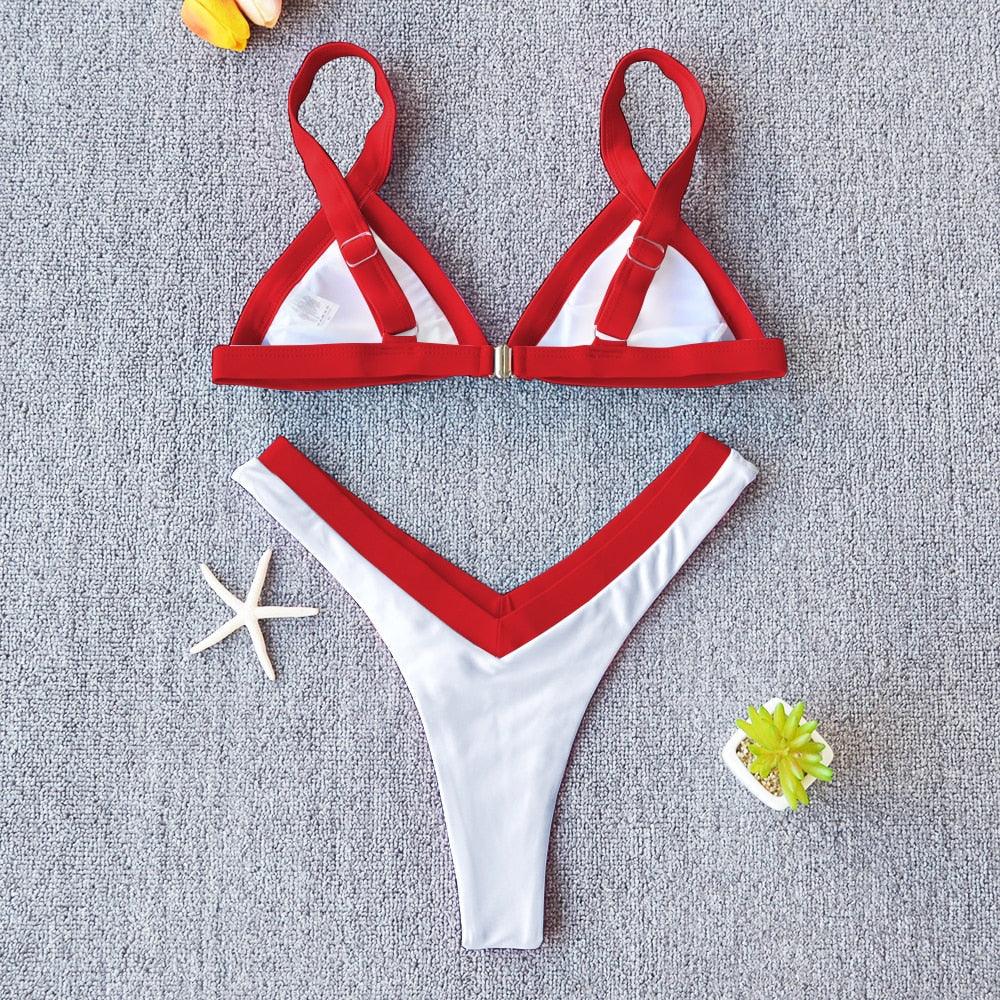 Conjunto de Bikini Sólido Elegante para Mujeres - Ropa de Baño de Verano