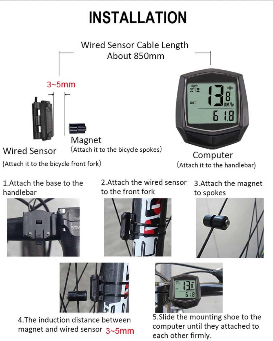 Advanced Waterproof Wired Digital Bicycle Speedometer & Odometer - Korvel