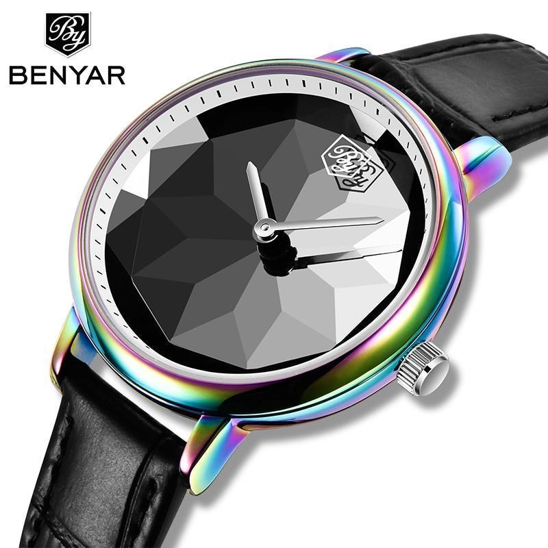 Montre analogique étanche pour femmes au style élégant avec bracelet en cuir