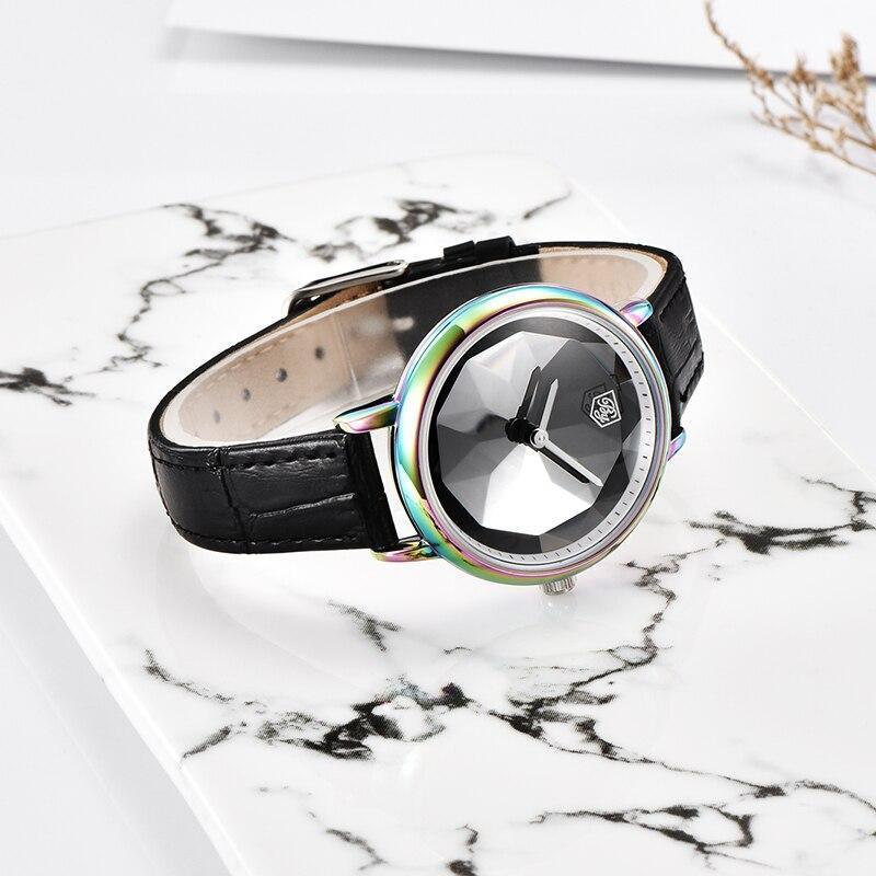 Montre analogique étanche pour femmes au style élégant avec bracelet en cuir