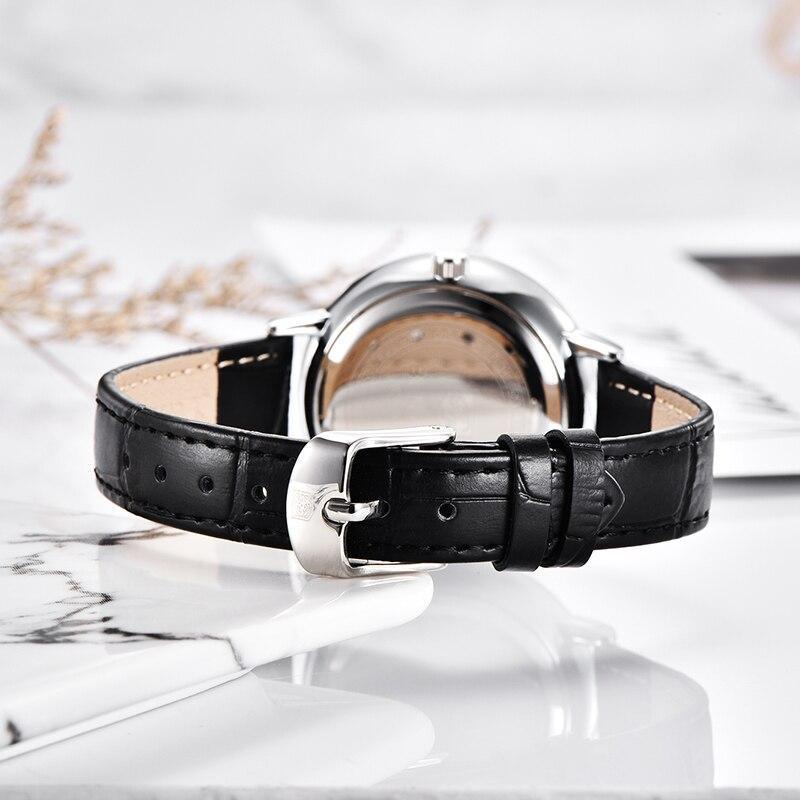 Montre analogique étanche pour femmes au style élégant avec bracelet en cuir