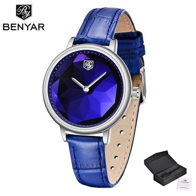 Montre analogique étanche pour femmes au style élégant avec bracelet en cuir