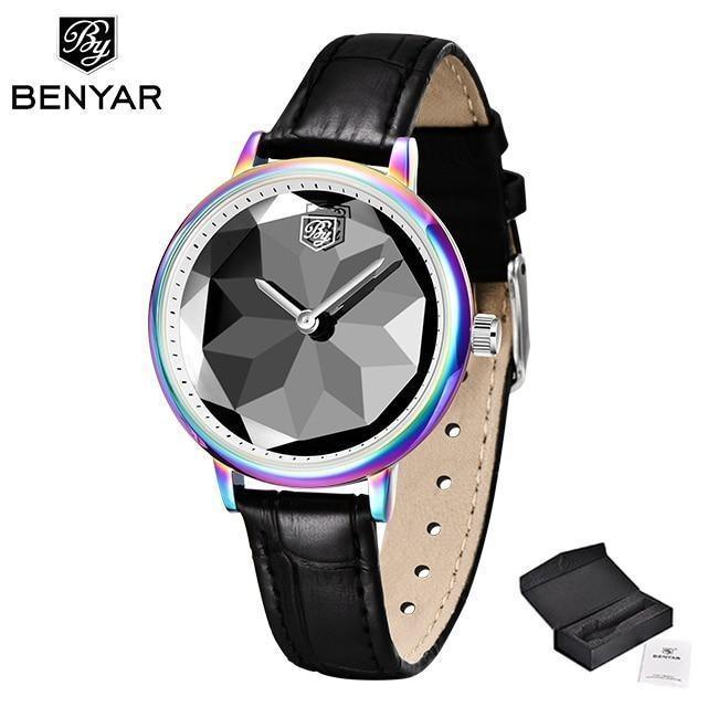 Montre analogique étanche pour femmes au style élégant avec bracelet en cuir