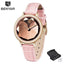 Montre analogique étanche pour femmes au style élégant avec bracelet en cuir