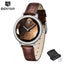 Montre analogique étanche pour femmes au style élégant avec bracelet en cuir