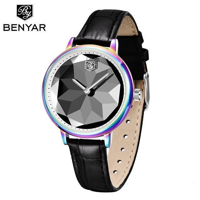 Montre analogique étanche pour femmes au style élégant avec bracelet en cuir