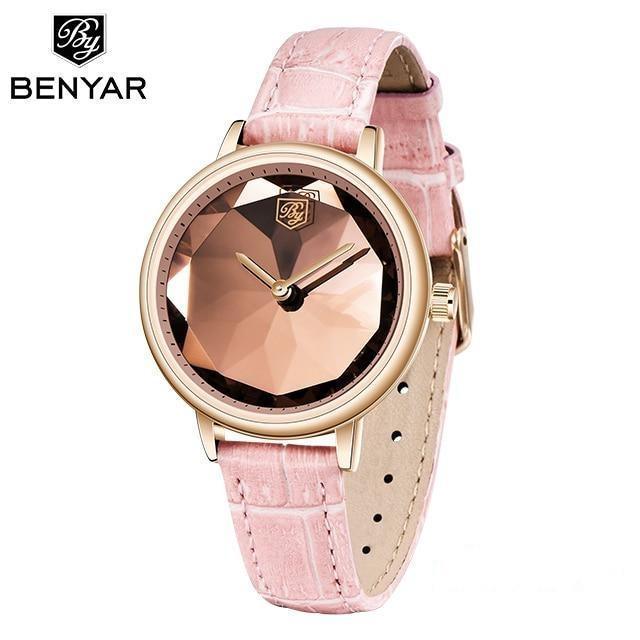 Montre analogique étanche pour femmes au style élégant avec bracelet en cuir