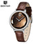 Montre analogique étanche pour femmes au style élégant avec bracelet en cuir