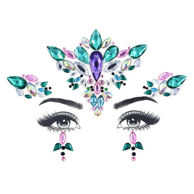Joyas de Cara Brillantes - 23 Conjuntos de Pegatinas de Maquillaje Temporales