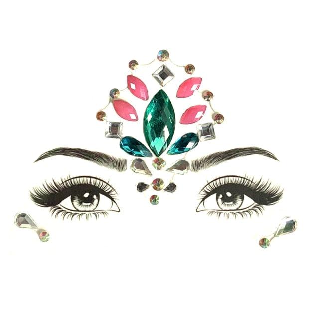 Joyas de Cara Brillantes - 23 Conjuntos de Pegatinas de Maquillaje Temporales