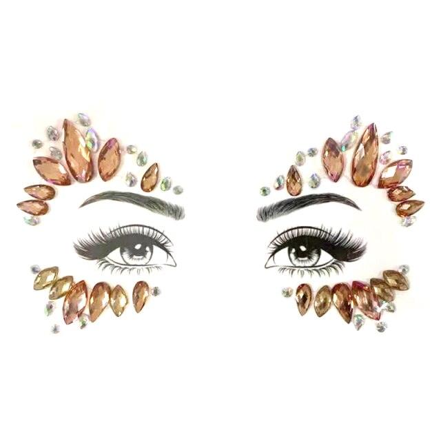 Joyas de Cara Brillantes - 23 Conjuntos de Pegatinas de Maquillaje Temporales