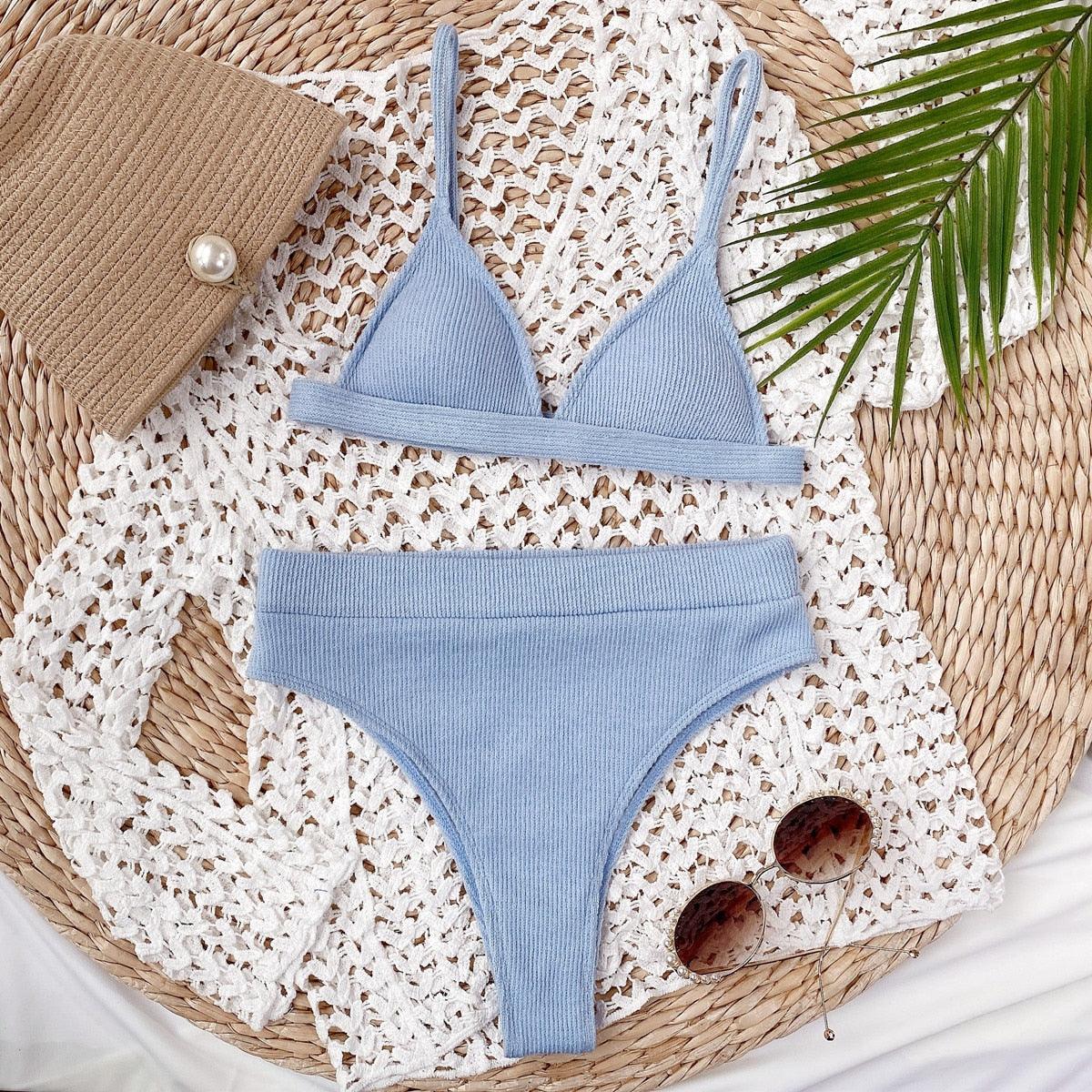 Conjunto de Bikini Elegante de Cintura Alta para Mujeres