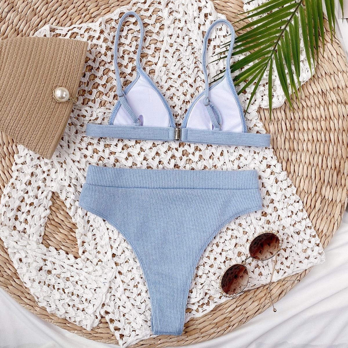 Conjunto de Bikini Elegante de Cintura Alta para Mujeres