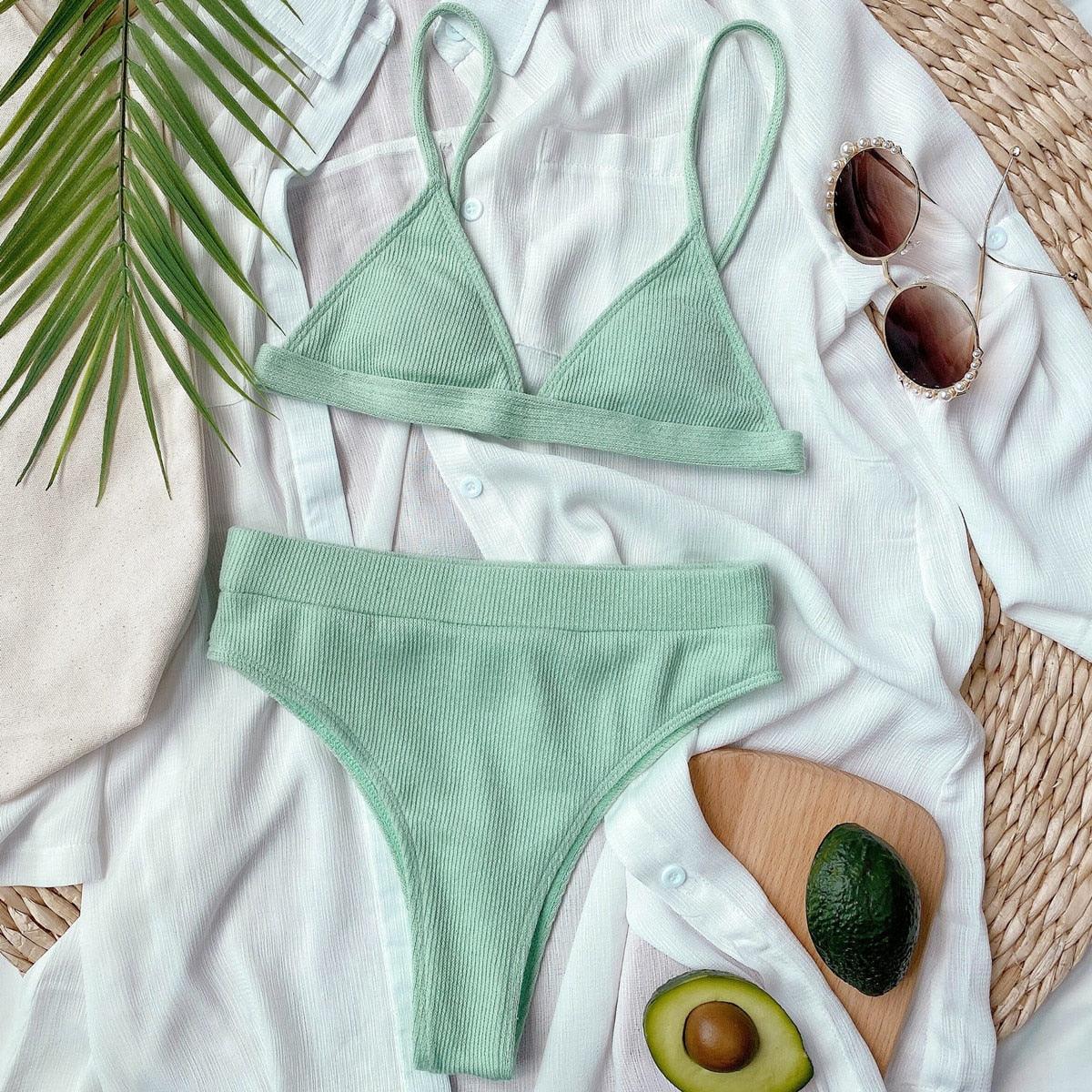 Conjunto de Bikini Elegante de Cintura Alta para Mujeres