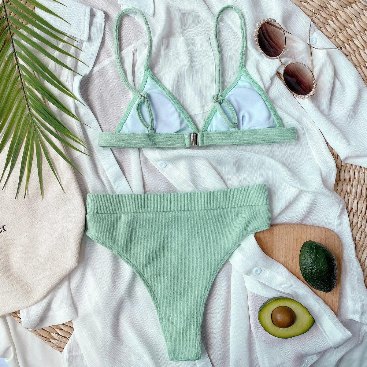 Conjunto de Bikini Elegante de Cintura Alta para Mujeres