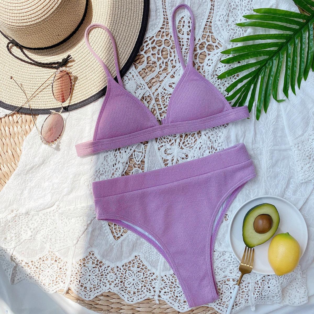 Conjunto de Bikini Elegante de Cintura Alta para Mujeres