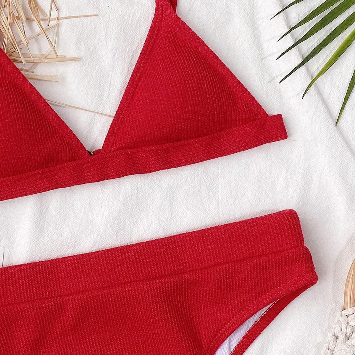 Conjunto de Bikini Elegante de Cintura Alta para Mujeres