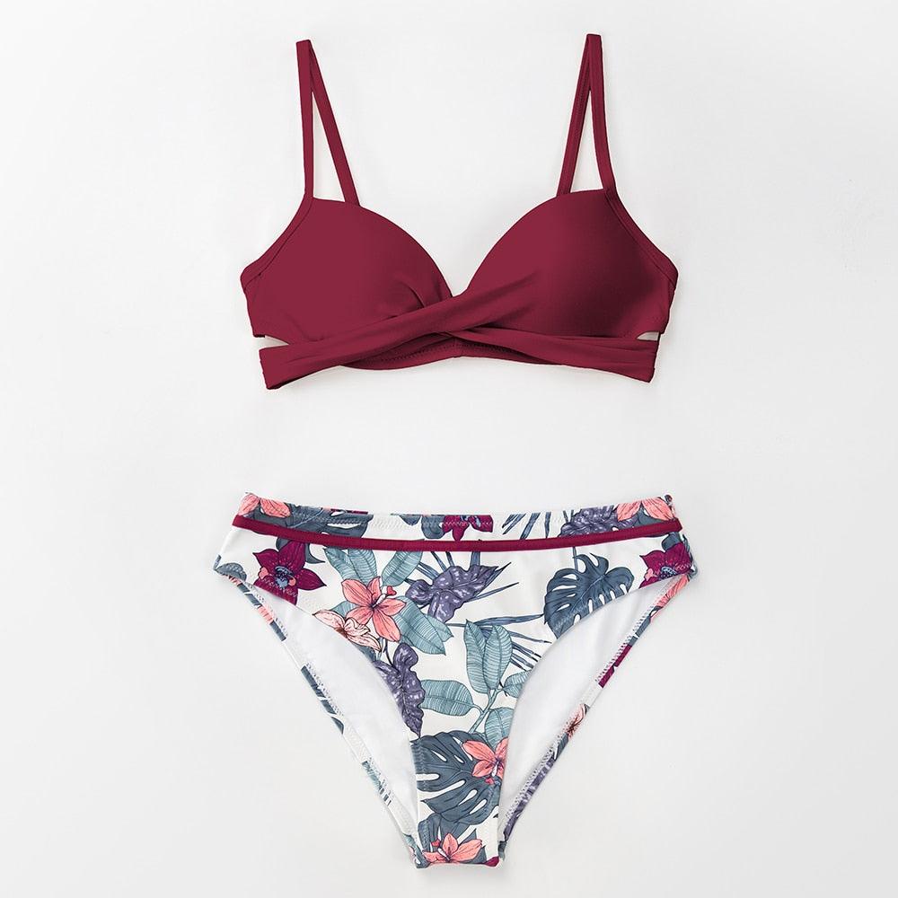Floral Push-Up Bikini Set for Women - Stylish Two-Piece Swimwear - Korvel