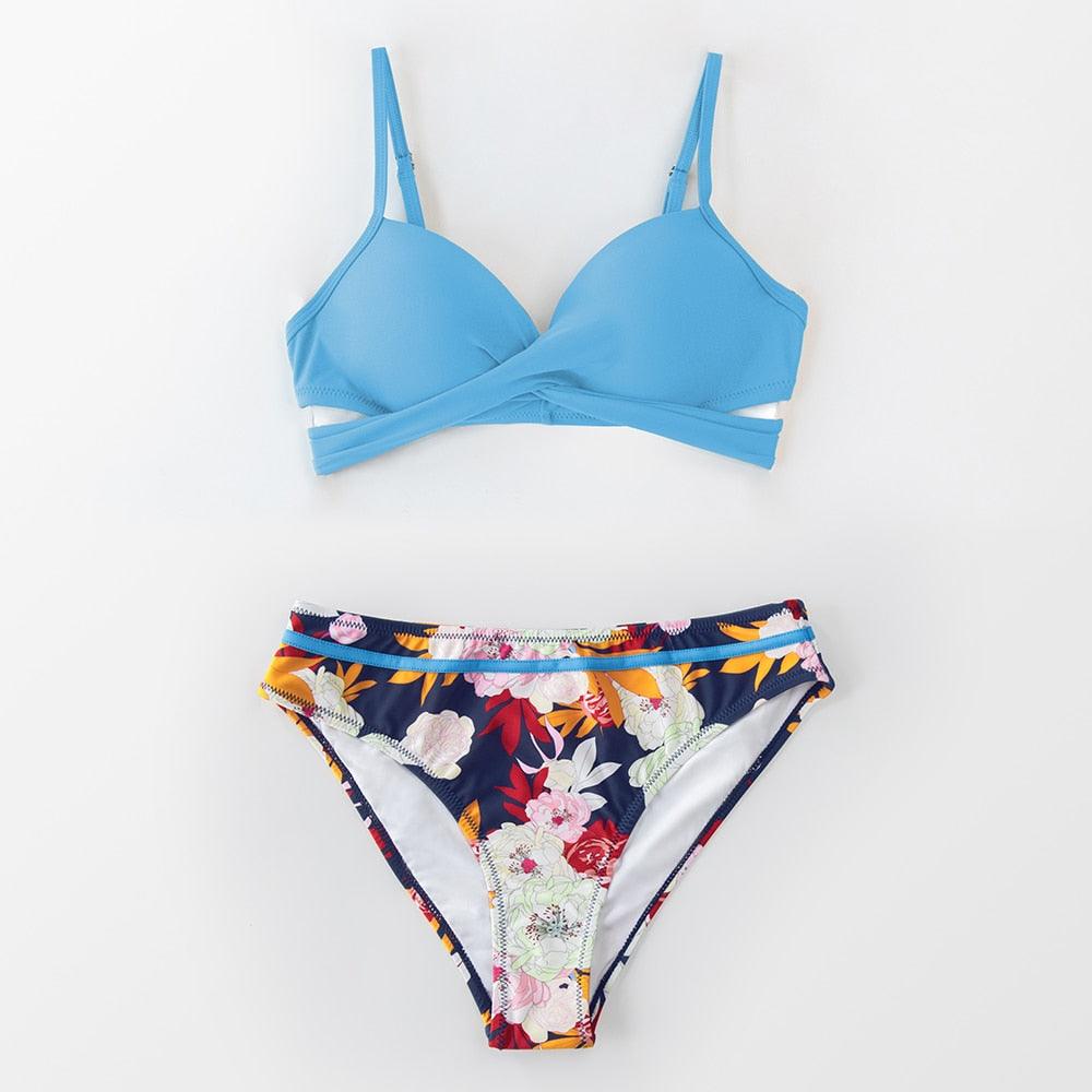 Floral Push-Up Bikini Set for Women - Stylish Two-Piece Swimwear - Korvel