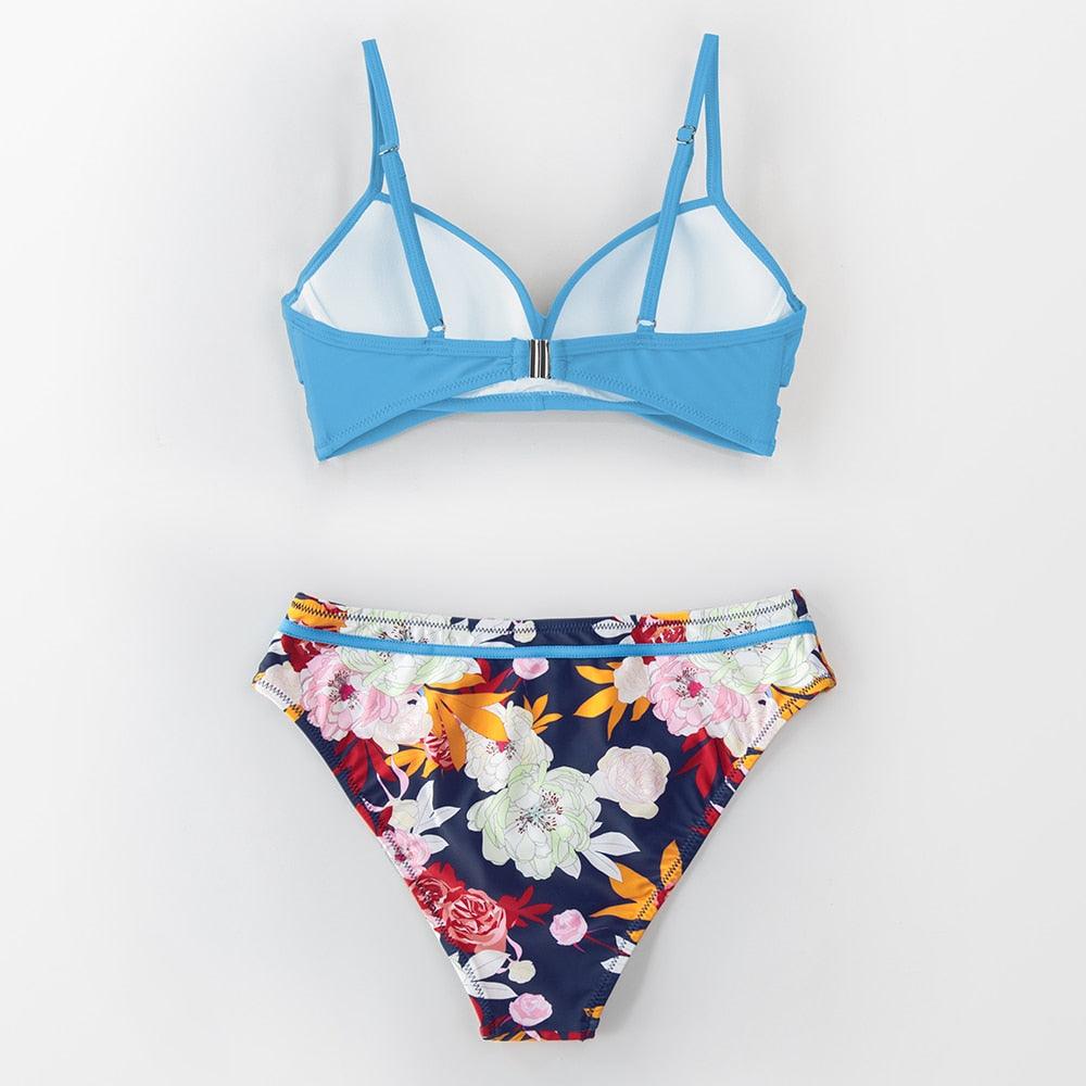 Floral Push-Up Bikini Set for Women - Stylish Two-Piece Swimwear - Korvel