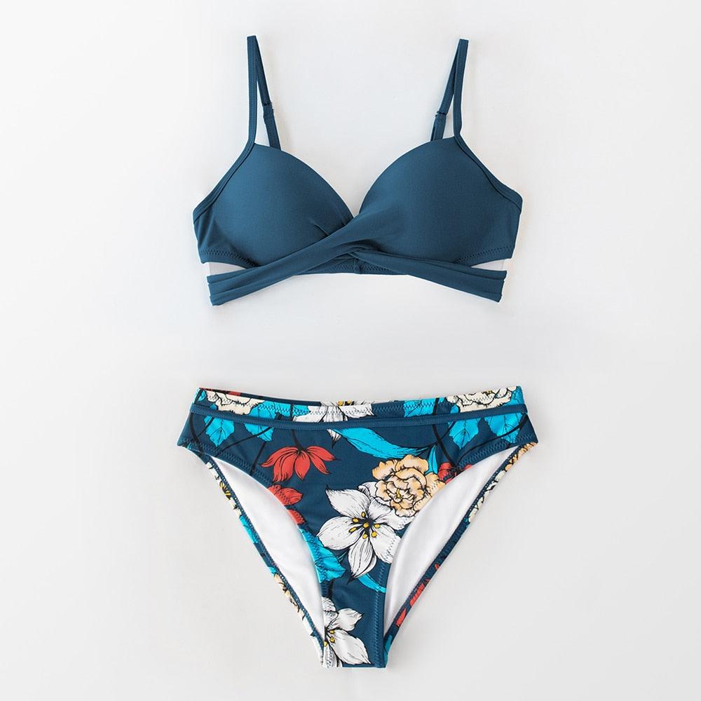 Floral Push-Up Bikini Set for Women - Stylish Two-Piece Swimwear - Korvel