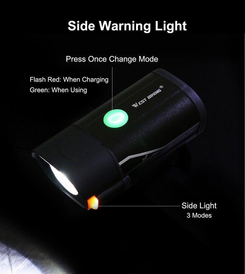 USB Rechargeable LED Front Bicycle Light - Waterproof & Bright