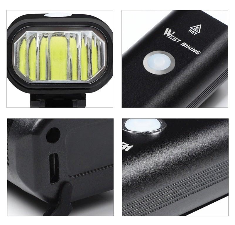 USB Rechargeable LED Front Bicycle Light - Waterproof & Bright