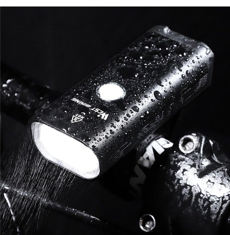 USB Rechargeable LED Front Bicycle Light - Waterproof & Bright