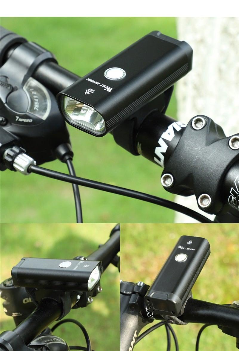 USB Rechargeable LED Front Bicycle Light - Waterproof & Bright