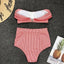 Conjunto de Bikini de Cintura Alta a Rayas Blancas y Azules Retro